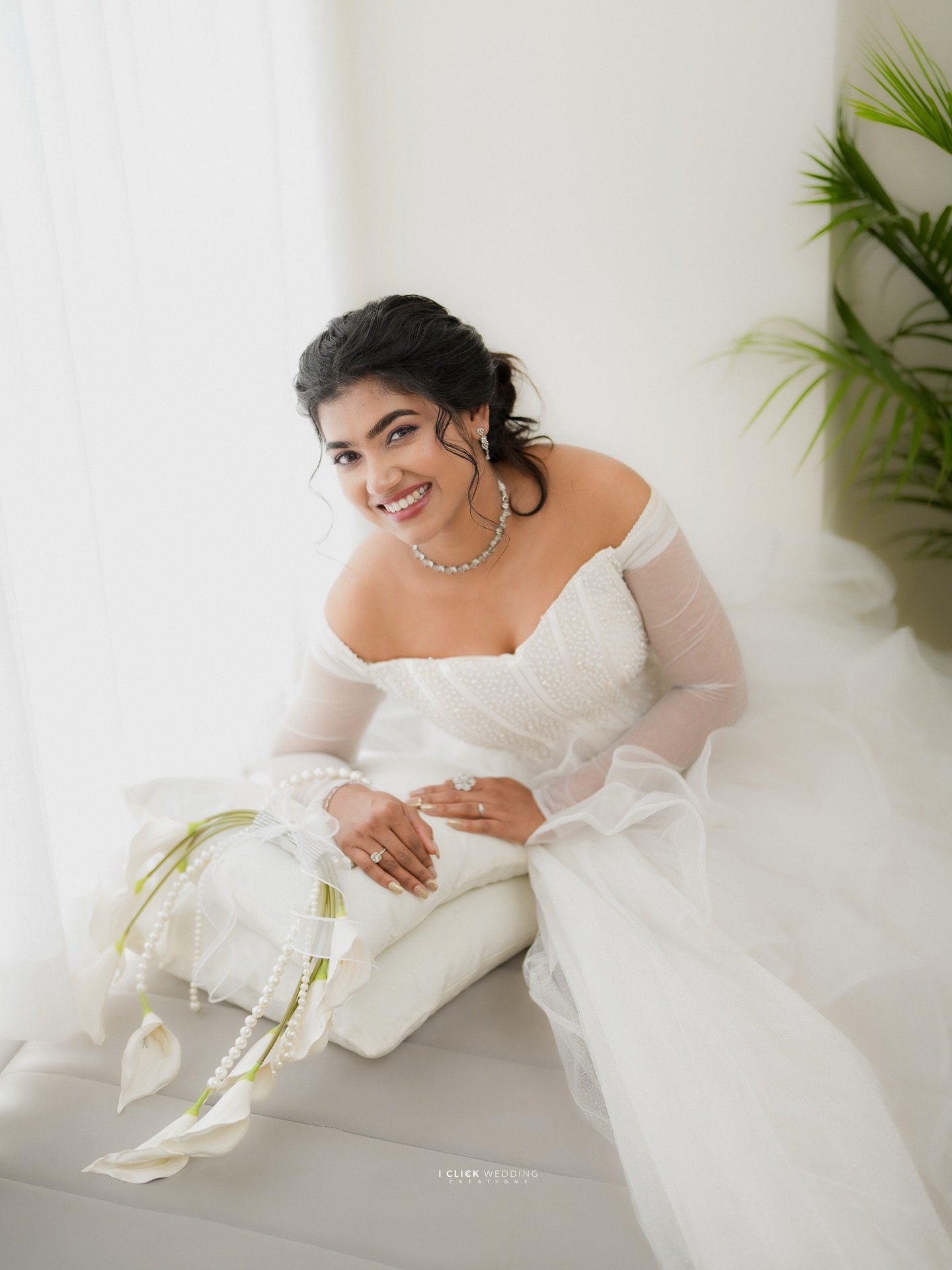 A bride in soft window light